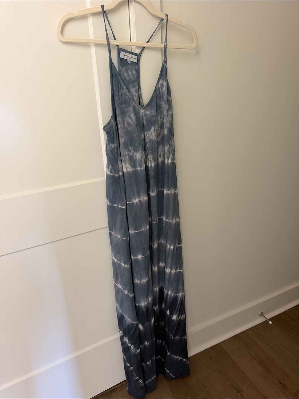 Michael Stars Slate Blue Tie-Dye Maxi Dress with Spaghetti Straps